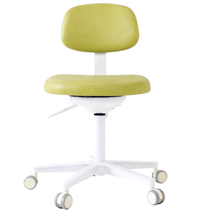 Dental stool with backrest and wheeled base
