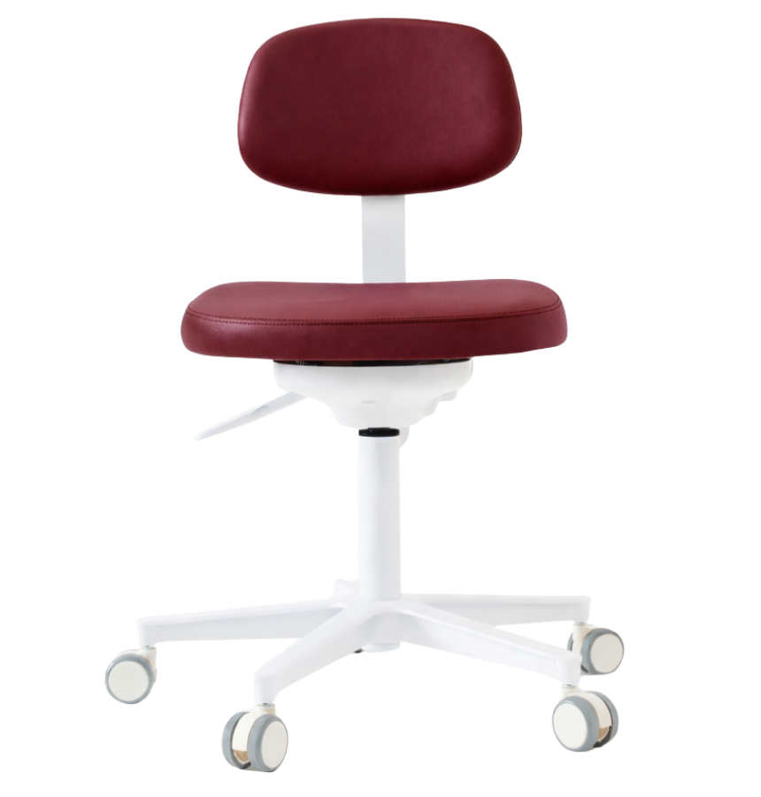 Dental stool with backrest and wheeled base