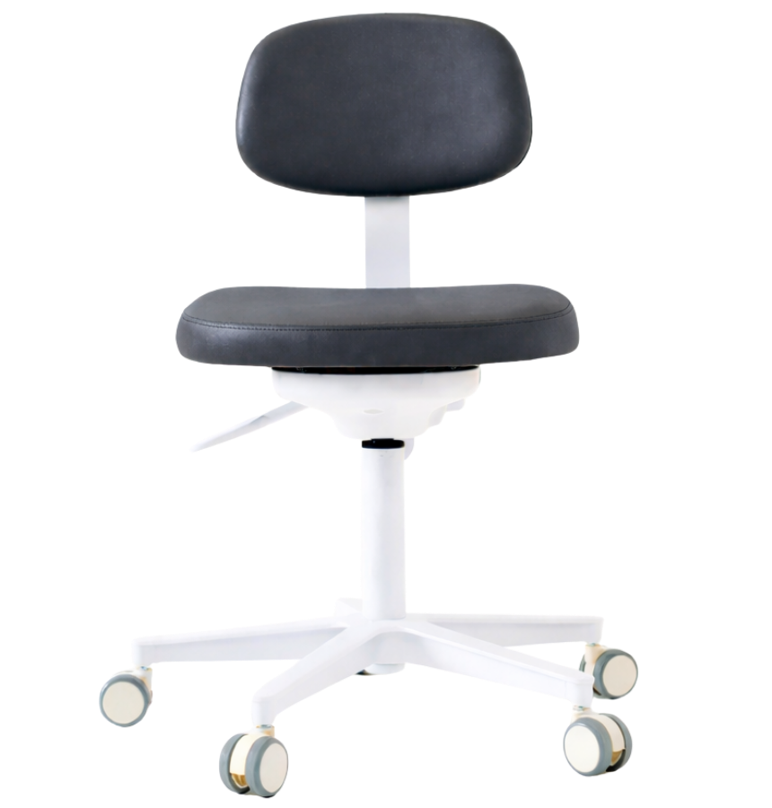 Dental stool with backrest and wheeled base