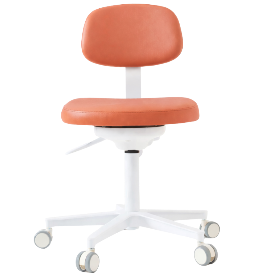 Dental stool with backrest and wheeled base